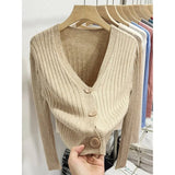 Fongt Knitted V-Necked Cardigan Trend New Thin Shirt Sweater Coat Short Top
