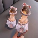 Hot Summer Girls Sandals With Bow Open Toe Diamond Princess Party Shoes Soft Flat Sandals For Girls Kids
