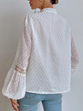 Chiffon Lace Blouses Lantern Sleeve Vintage Women Blouse Lace-up Tops Female Female Shirts Loose Blusas Autumn New