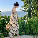 Fongt Floral Lazy Wind Dress Women's Autumn Loose Slip Skirt With A Long Skirt Holiday Beach Dress-Outfit
