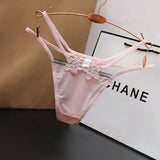 Fongt Ice Silk Slipless Low-Rise Thin Belt Thong Women's Hot Trousers Embroidery Squeal Cotton Net Lust T