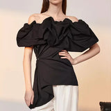Fongt Spring And Summer Shoulder-To-Shoulder Card Doll Thorny Shape Shirt Shirt Shirt Female 1810