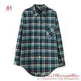 New Arrival Women Vintage Plaid Oversized Blouse Lantern Sleeve Turn Down Collar Autumn Shirts Button Up Casual Tops