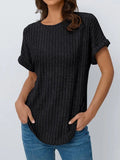 Fongt Summer Blouse Women's Short-Sleeved Shirt Casual Round-Neck Short-Sleeved T-Shirt