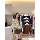 Fongt Irregular Collared Strap Bat Sleeve Knitted Shirt Women Early Autumn High-Level Feeling Unique To Super-Good-Looking Top