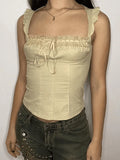 Flutter Sleeve Lace Up Corset Top-Outfit