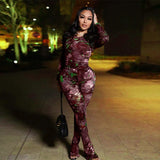 Fongt Women's 2023 Spring/Summer New Fashion Net Yarn Printed Pants Casual