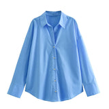 New Multi-Color Loose Casual Version Of Poplin Long-Sleeved Shirt-Outfit