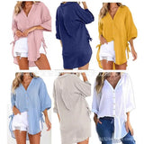Fongt / Summer 2024 Women's New Linen Cotton Linen Shirt Irregular Cardigan