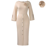 Fongt Women's Large-Size Fashion Round-Neck Bag OL Temperament Tongle Elegant African Dress