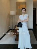 Fongt Xixi 2025 Summer Temperament With High-Waisted Linen Leisure Broad Legs Casual Pants Women 85192