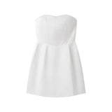 Fongt New Women's Fashion Solid Color Sleeveless Sexy Chest-Widthed Dress