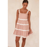 Fongt Spring And Summer New Loose, Sweet And Fresh Lace Splicing Short Dress 88228-Outfit