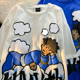 Clouds Anime Boy Print High Street T Shirts Men Cool Hip Hop Oversized T Shirt Loose Casual 100% Cotton Summer Y2K Tops-Outfit