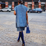Fongt Women's Casual Denim Jacket Women's Fashion Denim Jacket Sleeveless Shoulder Jacket