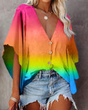 Tees Button V Neck Sexy Casual Befree Short Sleeve