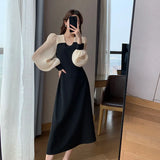 Dress Long-sleeved Hepburn Style Spring New Mid-length Skirt French Style