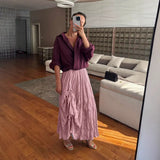 Fongt Spring And Autumn New 100 Folded Wrinkles Skirt Hot Soft Half Dress In Wind