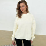Elegant Knitted Women Sweater Pullover Autumn Green Crew Neck Long Sleeve Female Sweaters Fashion Solid Simple Lady