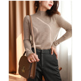 Fongt Simple Knitted Shirt Inside The Woolen Sweater Thicker Half-High Collared Shirt Sweater Women's Autumn And Winter