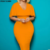 Christmas Bodycon Dress African Dresses for Women 2022 Dashiki Solid Cloak V-neck Elegant Office Lady Robe Femme African