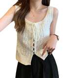 Fongt Fashion Fashion Short Strap Design Knitted Sling Vest New Niche Sleeveless