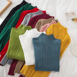 Fongt Collar Sweater Bottomed Women's Long-Sleeved Top 2024 Autumn And Winter New Button Tight Knitted