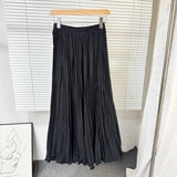 Fongt Fashion Folding Wave Half-Dress French Sweet High-Waisted A-Shaped Skirt Mid-Long Folds Skirt