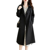 This Year Popular In The Long Style Versatile British Trench Coat Female Spring And Autumn Foreign Style Rice White Small Suit Coat-Outfit