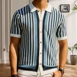 Fongt Men's Men's Striped Knits Iced Silk Knits Business And Leisure Polo