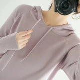 Candy Colors Hooded Sweaters Women's Casual Loose Green Solid Knitted Jumper Oversized Bottoming Pullover Blue Knitwear