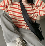 Vintage Striped Oversized Long Sleeve Tee-Outfit