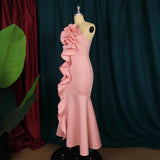 Fongt Birthday Party Dress Lotus Side Occasion Dance Show Back Sexy Sling Club Dress Long Dress