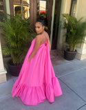 Short Sleeve Ruffled Maxi Long