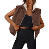 2024 Ladies Autumn And Winter New Vest Lamb Wool Zipper Sleeveless Double-Sided Thermal Jacket Jacket-Outfit