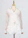 Fongt Temperament Dress Women 2025 Spring New Sweet Windwood Ear Splicing Design Long-Sleeved Short