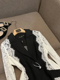 STREET 2023 Newest Fashion Designer Jacket Women's Stylish Color Block Lace Patchwork