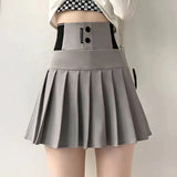 High Waist Mini Pleated Skirts Women Korean Preppy Style Chic Short Faldas Elegant Black Safety Lined Tennis