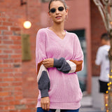 Fongt New Sweater Women Autumn And Winter Explosion Chicken Heart V Neck Lantern Sleeve Striped Knitted Shirt