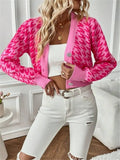 Fongt And Winter Tiger Pattern Lantern Sleeve Knitted Cardigan Sweater Short Coat