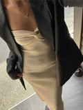 Knit Twisted Tube Midi Dress-Outfit