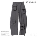 Fongt New Personality Tailoring Three-Dimensional Pocket Trousers Casual Pants Women 1702