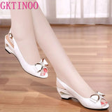 2021 Summer New Style Sandals Female Summer With Wedges Open Toe Shoes White Shoes Comfortable Women's