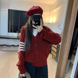 Fongt Age Reduction Soft Waxy V Collar Knit Cardigan Female Autumn Winter Show Thin Casual Women's College Wind Sweater Coat Female-Outfit