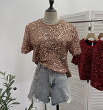 Red Lidg Short-Sleeved T-Shirt Woman 2025 Spring Dresses Loose Lime Bling Blouse