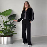 Fongt The Autumn Of 2025, The New Women's Fashion Hit The Color Of The Lazy Wind Casual Knitwear Two Sets