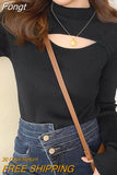 Hollow Out Black Sweater Women 2023 Autumn Winter Clothes Slim Turtleneck Pullovers Woman Long Sleeve Korean Knitted