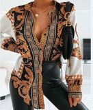 Popular Style 2023 New Ladies' Long-Sleeved White Baroque Leopard Print Shirt-Outfit