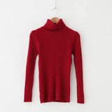 2022 Women Turtleneck Sweater Basic Casual Solid Knit Jumper Korean Sweater Slim Pull Femme Top Elasticity Winter