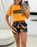 Temperament Leisure And Comfortable Summer Printed Trousers Suit-Outfit